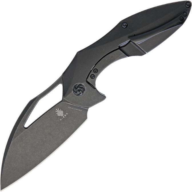 Kizer Megatherium Left Hand Framelock Folding Knife, S35VN SW, Titanium Black, KI4502L2
