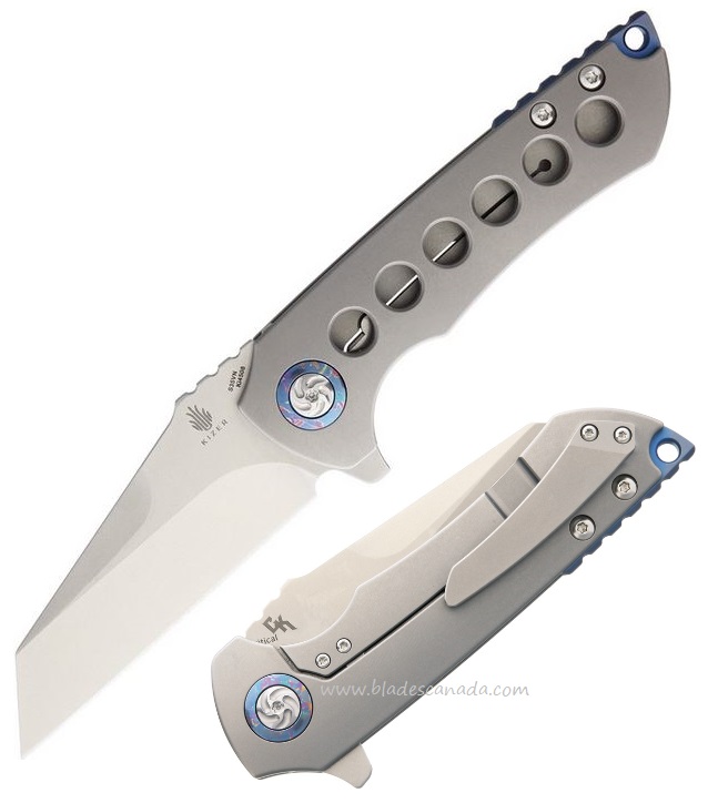 Kizer Critial Flipper Framelock Knife, S35VN Wharncliffe, Titanium, 4508 - Click Image to Close