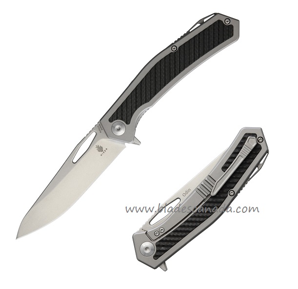 Kizer Odin Flipper Framelock Knife, S35VN, Titanium/Carbon Fiber, 5523