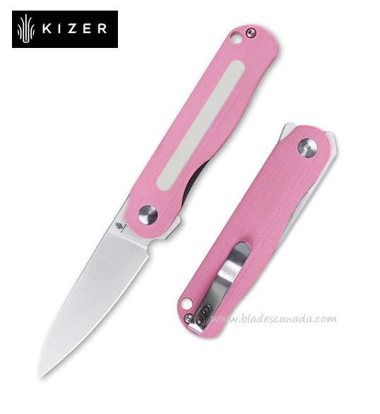 Kizer Mini Lätt Vind Flipper Folding Knife, N690, G10 Pink, V3567N3