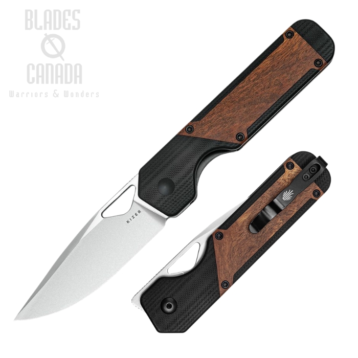 Kizer Militaw Framelock Folding Knife, 154CM Satin, G10 Black/Mikuruti, V3634C2