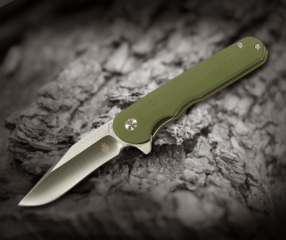 Kizer Vanguard Flashbang Flipper Folding Knife, VG10, G10 Green, V3454A2