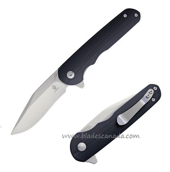 Kizer Vanguard Flashbang Flipper Folding Knife, N690, G10 Black, V3454N1 - Click Image to Close