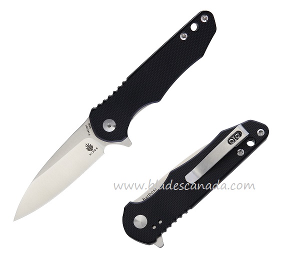 Kizer Vanguard Barbosa Flipper Folding Knife, N690, G10 Black, V3487N1
