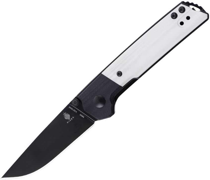 Kizer Vanguard Mini Domin Folding Knife, N690 Black, G10 Black/White , V3516N6