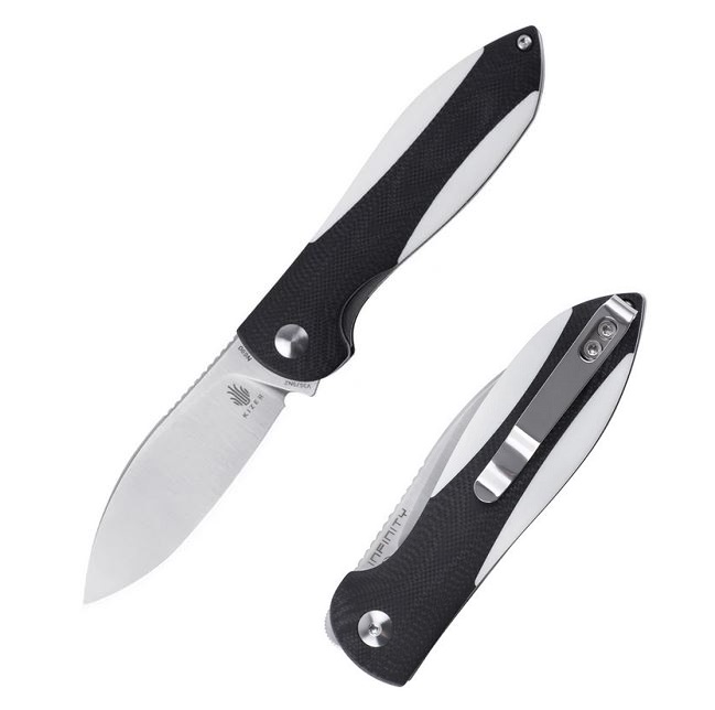 Kizer Vanguard Infinity Flipper Folding Knife, N690, G10 Black/White, V3579N2
