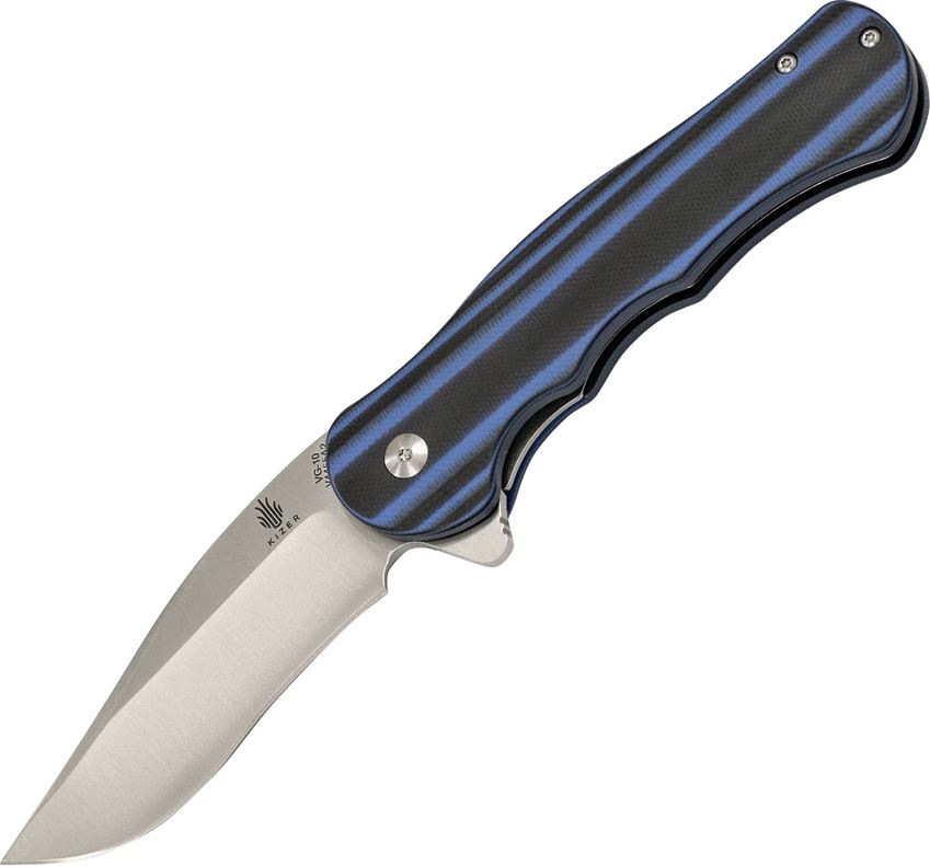 Kizer Dorado Flipper Folding Knife, VG10, G10 Black/Blue, 4455A2