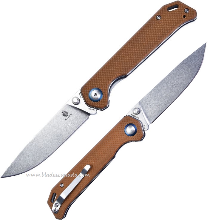 Kizer Vanguard Begleiter Folding Knife, VG10, G10 Tan, V4458A4