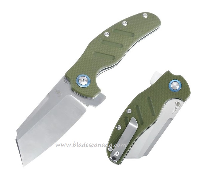 Kizer Sheepdog C01C XL Flipper Folding Knife, 154CM, G10 Green, V5488C2