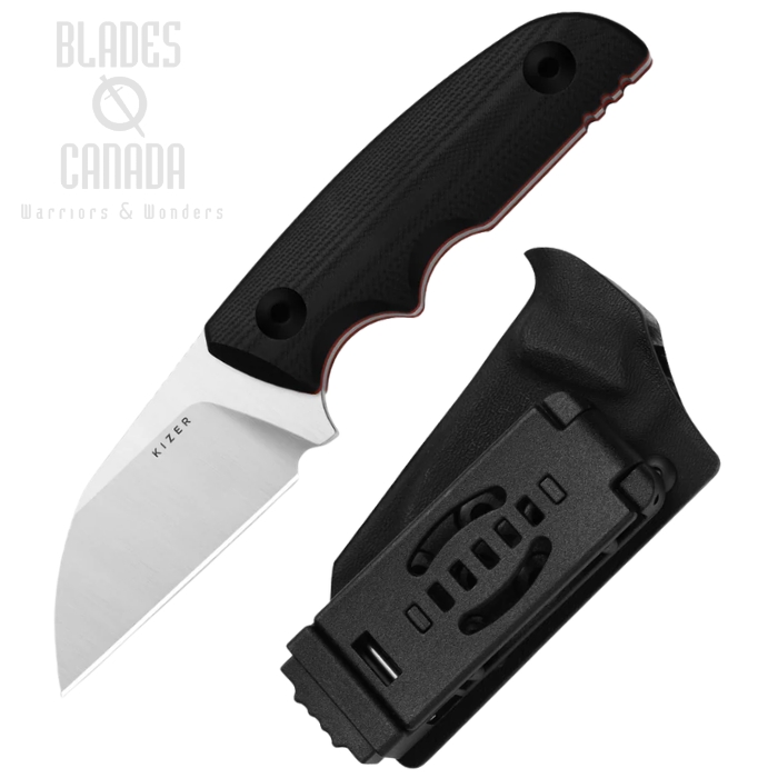 (image for) Kizer Snick Fixed Blade Knife, AEB-L Satin, G10 Black, Kydex Sheath, 1085A1