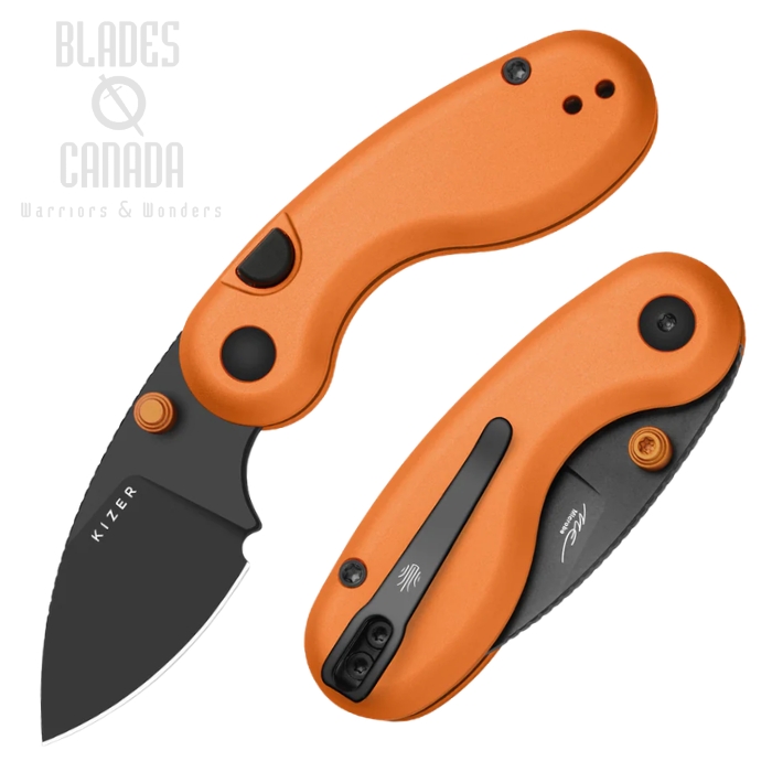 (image for) Kizer Microbe Button Folding Knife, 14C28N Black, Aluminum Orange, V2742A3