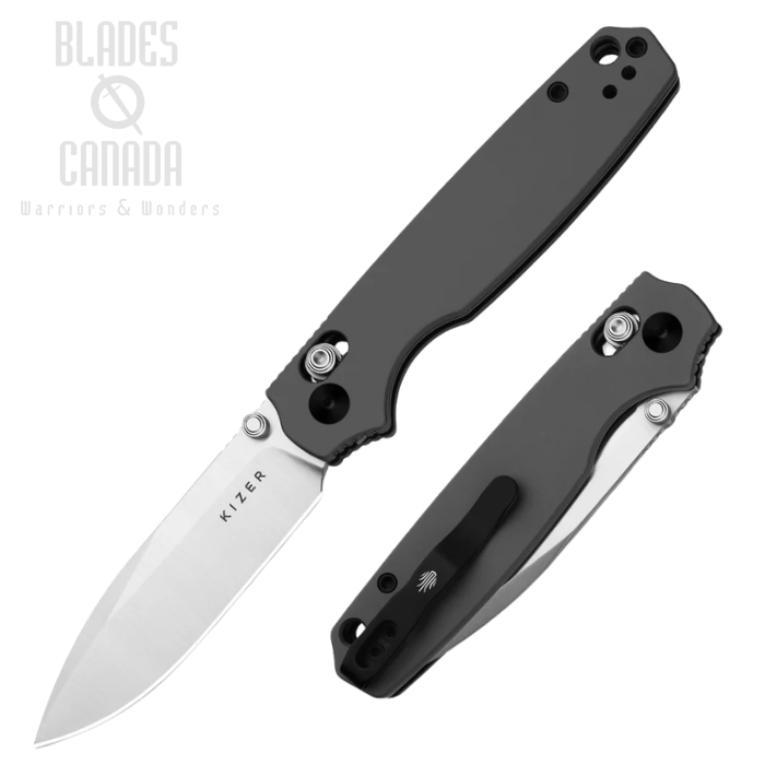 (image for) Kizer Pokiman Clutch Folding Knife, AEB-L Satin, Aluminum Grey, V3789A2