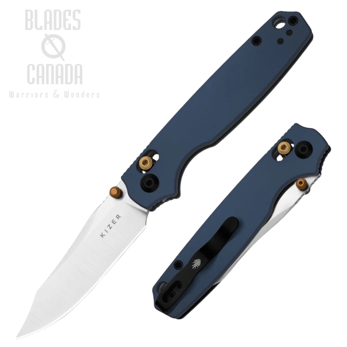 (image for) Kizer Pokiman Clutch Folding Knife, AEB-L Satin, Aluminum Blue, V3789A4