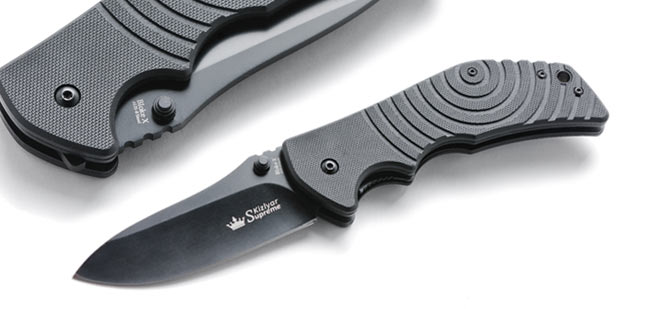 Kizlyar Bloke X Folding Knife, AUS 8, G10 Black, KK0149 - Click Image to Close