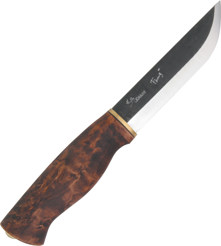 Kellam WP5 Fang Fixed Blade Knife, Curly Birch, Leather Sheath