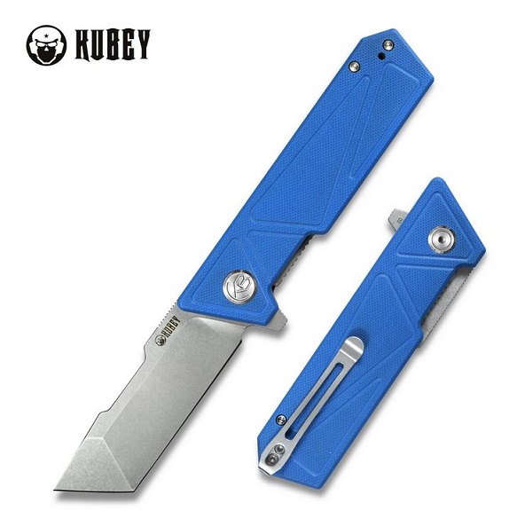 Kubey Avenger Outdoor D2 Tanto Flipper, Blue G10 KU104C