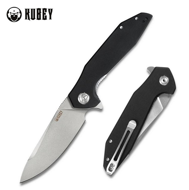 Kubey Nova Flipper Folding Knife, D2 Steel, G10 Black, KU117A