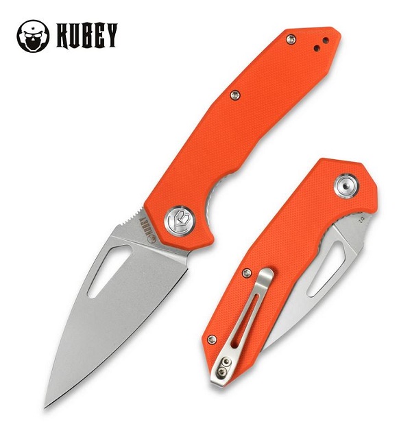 Kubey Folding Knife, D2 Steel, G10 Orange, KU122D