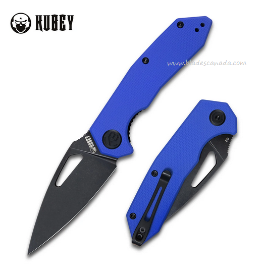 Kubey Coesus Folding Knife, D2 Black SW, G10 Blue, KU122G