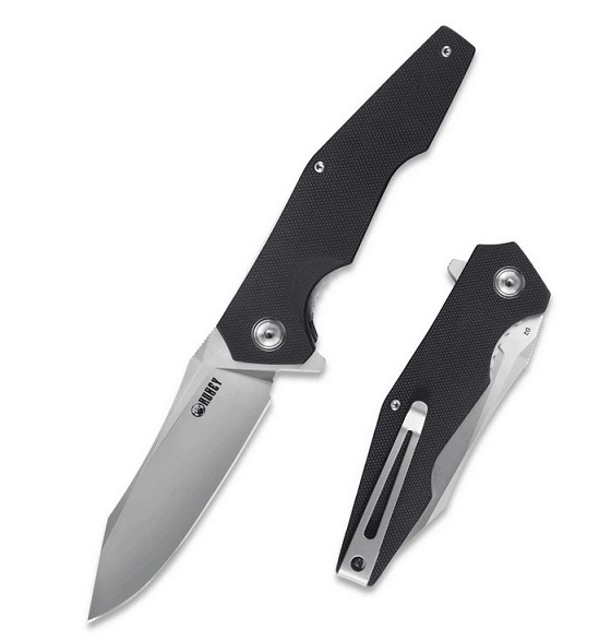 Kubey Linerlock Flipper Folding Knife, D2 Steel, G10 Black, KU161