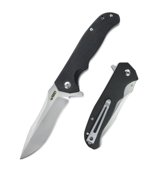 Kubey Nuovo Flipper Folding Knife, D2 Steel, G10 Black, KU162E-1