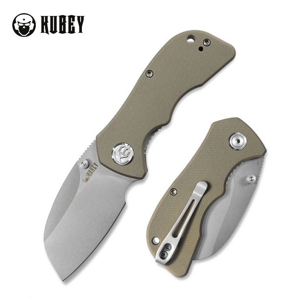 Kubey Karaji Folding Knife, D2 Sheepsfoot, G10 Tan, KU180B