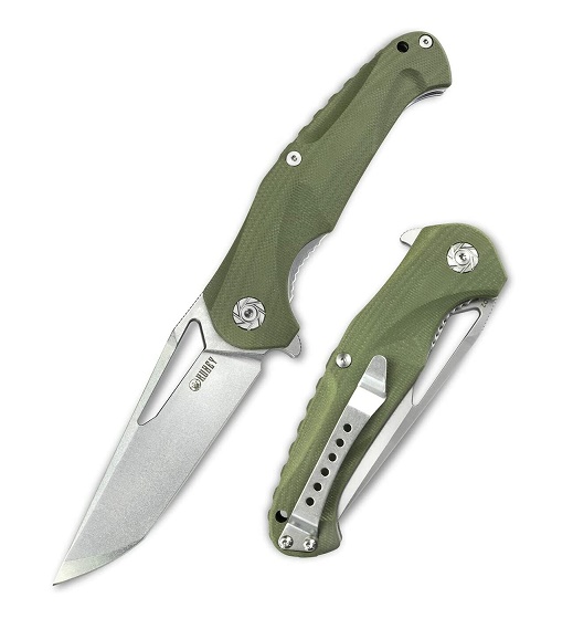 Kubey Dugu Flipper Folding Knife, D2 Tanto, G10 Green, KU210B-1