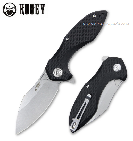 Kubey Noble Flipper Folding Knife, D2 Steel, G10 Black, KU236A