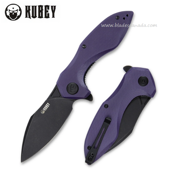 Kubey Noble Flipper Folding Knife, D2 Black SW, G10 Purple, KU236E