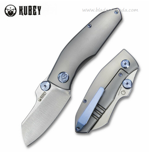 Kubey Monsterdog Framelock Folding Knife, CPM 20CV Satin, Titanium, KB285