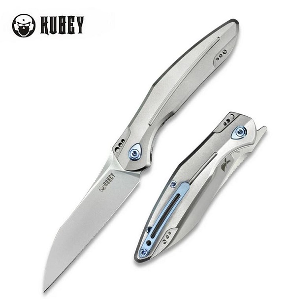 Kubey Barracuda Front Flipper Knife, S30V, Titanium, KU299