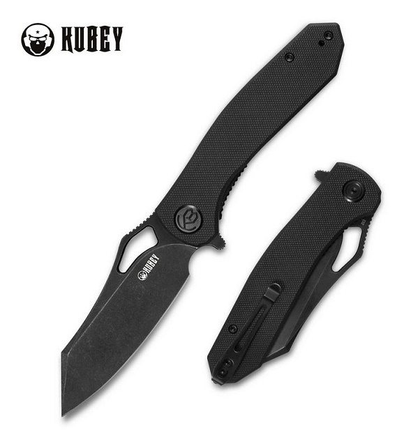 Kubey Drake Flipper Folding Knife, D2 Black, G10 Black, KU310F