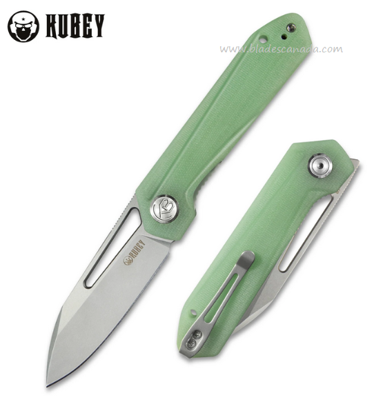 Kubey Royal Front Flipper Folding Knife, D2 Steel, G10 Jade, KU321B - Click Image to Close