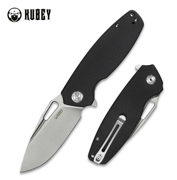 Kubey Flipper Folding Knife, D2, G10 Black, KU322A