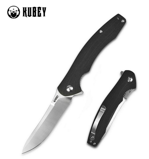Kubey Pretender Flipper Folding Knife, D2 Steel, G10 Black, KU177