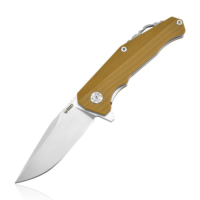 Kubey Flipper Folding Knife, D2 Steel, G10 Tan, KB216A