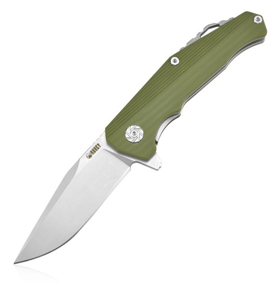 Kubey Flipper Folding Knife, D2 Steel, G10 OD Green, KU216B