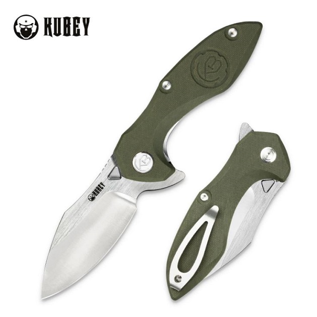 Kubey Noble Flipper Folding Knife, AUS 10, G10 OD Green, KU236F - Click Image to Close