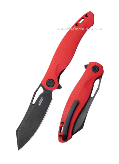 Kubey Drake Flipper Folding Knife, AUS10 Black, G10 Red, KU239H