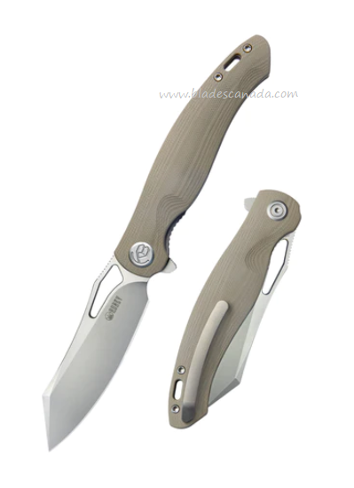 Kubey Drake Flipper Folding Knife, AUS10, G10 Tan, KU239J