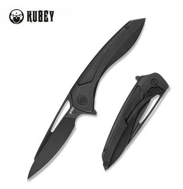 Kubey Velocé Flipper Framelock Knife, S30V Black SW, Titanium Black, KB171C
