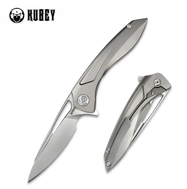 Kubey Velocé Flipper Framelock Knife, S30V Sandblast, Titanium Black, KB171D