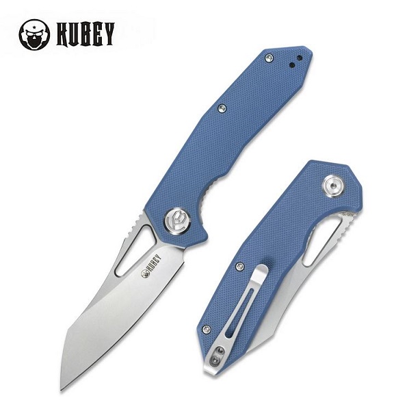 Kubey Vagrant Folding Knife, AUS 10, G10 Blue, KU291F
