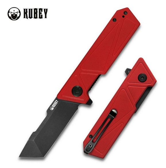 Kubey Avenger Outdoor Flipper Folding Knife, D2 Tanto, G10 Red, KU104D