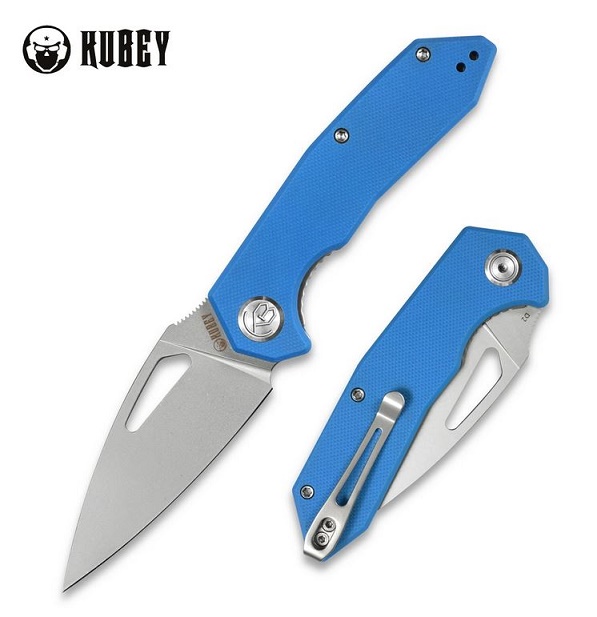Kubey Folding Knife, D2 Steel, G10 Blue, KU122B