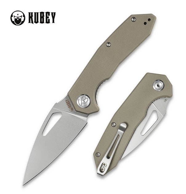 Kubey Folding Knife, D2 Steel, G10 Tan, KU122C