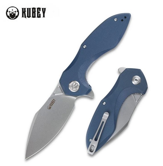 Kubey Noble Flipper Folding Knife, D2 Steel, G10 Blue, KU236G