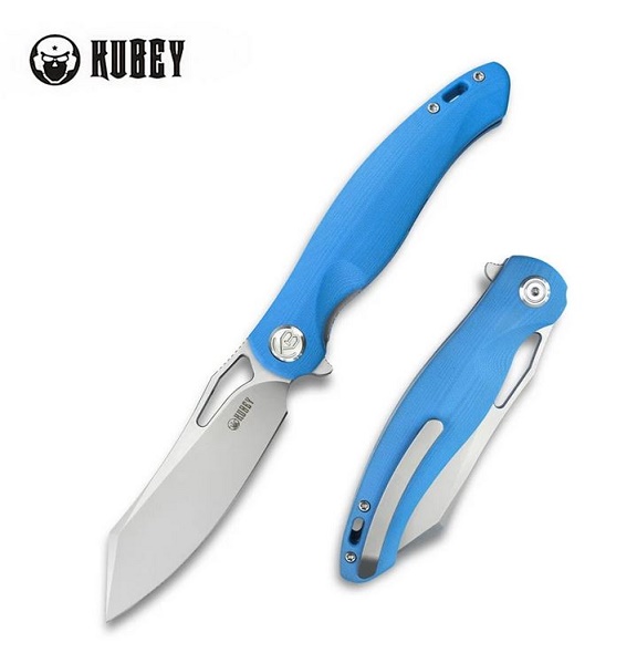 Kubey Drake Flipper Folding Knife, AUS 10 Steel, G10 Blue, KB239D