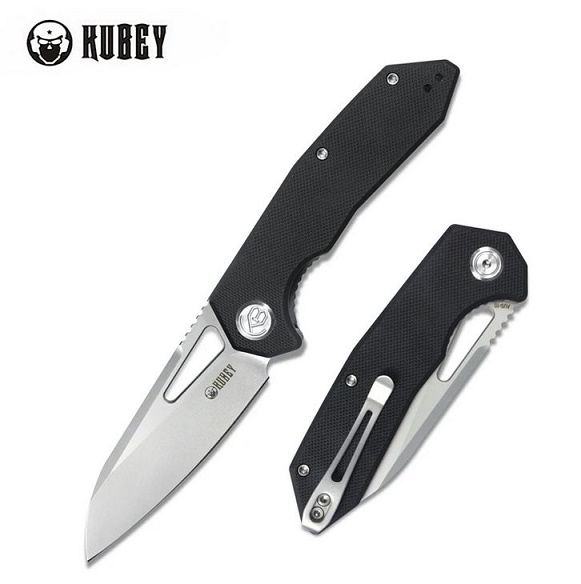 Kubey Vagrant Folding Knife, AUS 10, G10 Black, KU291A - Click Image to Close