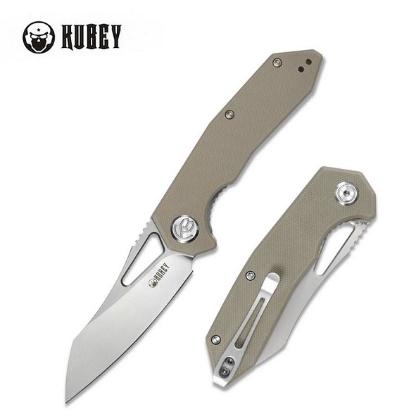 Kubey Vagrant Folding Knife, AUS 10, G10 Tan, KU291B